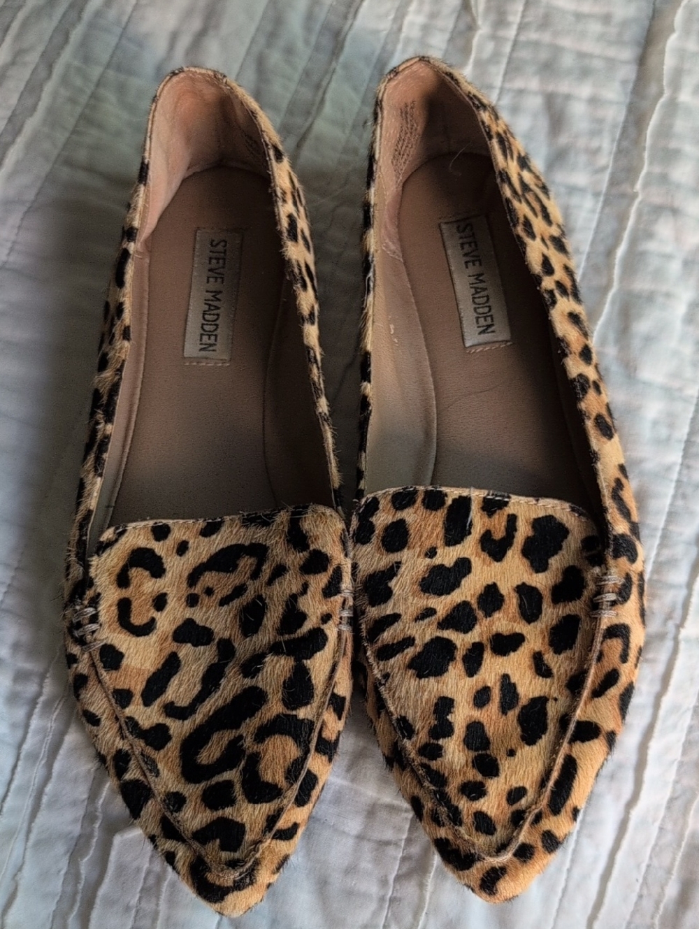 Steve Madden Mohair Leopard Print Pointed-Toe Flats